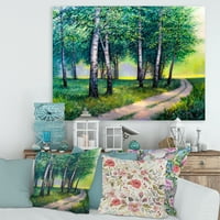 Ljetna šumska staza po brezama slikanje platna umjetnički tisak