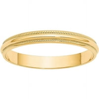 Zaručnički prsten od netaknutog zlata, karatno žuto zlato, lagani polukružni zaručnički prsten finog zrna, veličina 10