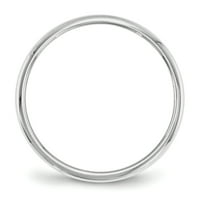 Polukružni karatni prsten od bijelog zlata, veličine 10