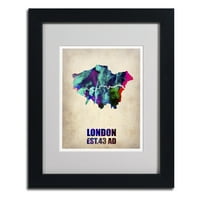 Zaštitni znak likovna umjetnost Londonska akvarelna karta 2 Matted Framed Art by Naxart, Wood Frame