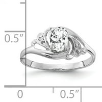 Prsten od bijelog zlata od 6 puta ovalnog kubičnog cirkonija i dijamanta