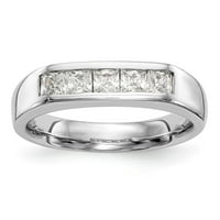 Zaručnički prsten od bijelog zlata od 14 karata s kvadratnim dijamantom od 5 kamena, Veličina kanala 9