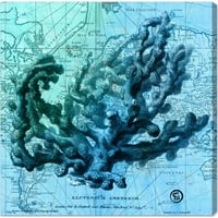Nautička i obalna zidna umjetnička avenija Umjetničko platno tiskanje 'Oceana' morski život - plava, plava