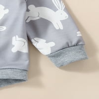; / Uskršnji kombinezon za novorođene dječake s printom zečića s dugim rukavima proljeće-jesen casual dječji bodi sivi 6 mjeseci