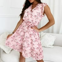 Mini haljina za žene, ljetna modna haljina s izrezom u obliku slova B i kratkim rukavima u boho stilu, cvjetne haljine, uklopljeni