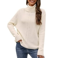 Ženski pulover džemperi Zima Jesen casual udobni vrhovi modni osnovni labavi dolčevit s okruglim vratom s dugim rukavima pleteni