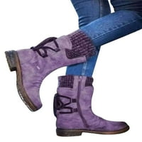 O / ženske ravne čizme do sredine teleta, cipele s niskim potpeticama na vezanje, zimske tople čizme, veličina cipela 4,5-11