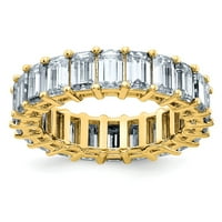 14k žuti zlatni prsten, Moissanite, osmerokut, Smaragd u bijeloj boji