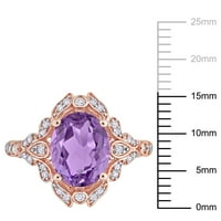 14-karatni ženski koktel prsten od ružičastog zlata od 2 karatnog ametista i dijamanta od ametista