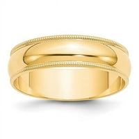 Primarno zlato, karatno žuto zlato, lagani polukružni prsten finog zrna, Veličina 13