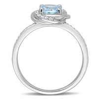 Donje zaručnički prsten Miabella sa nebo plavom topaz T. G. W. u karatima i dragulj T. W. u karatima od bijelog zlata 10 karata Halo