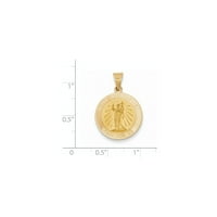 Privjesak za medalju Svetog Ivana Krstitelja od 14k žutog zlata, poliran i saten