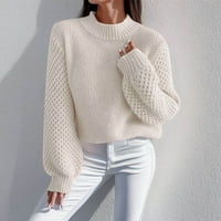 Džemper za žene za žene, zimski Ženski džemper s okruglim vratom i dugim rukavima šišmiš, Duksevi s vezicama, puloveri, Duksevi